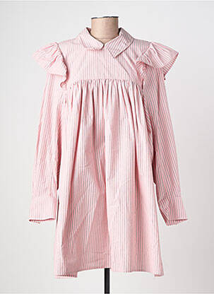 Robe courte coupe évasée manches longues rose GANNI femme