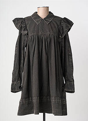 Robe courte coupe évasée manches longues noir GANNI femme