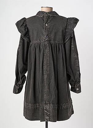 Robe courte coupe évasée manches longues noir GANNI femme