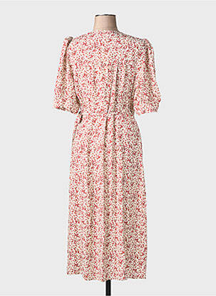 Robe mi-longue imprimé fleurs manches courtes rouge ROUJE femme