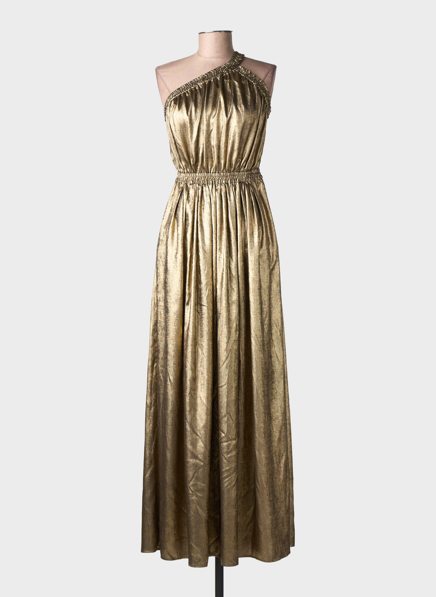 Robe longue coupe cintrée fines bretelles or DMN femme