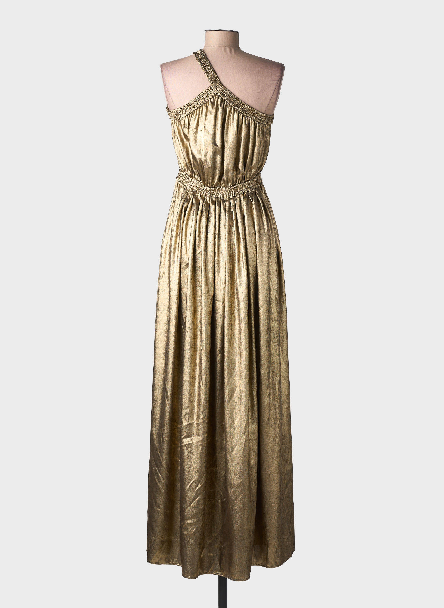 Robe longue coupe cintrée fines bretelles or DMN femme
