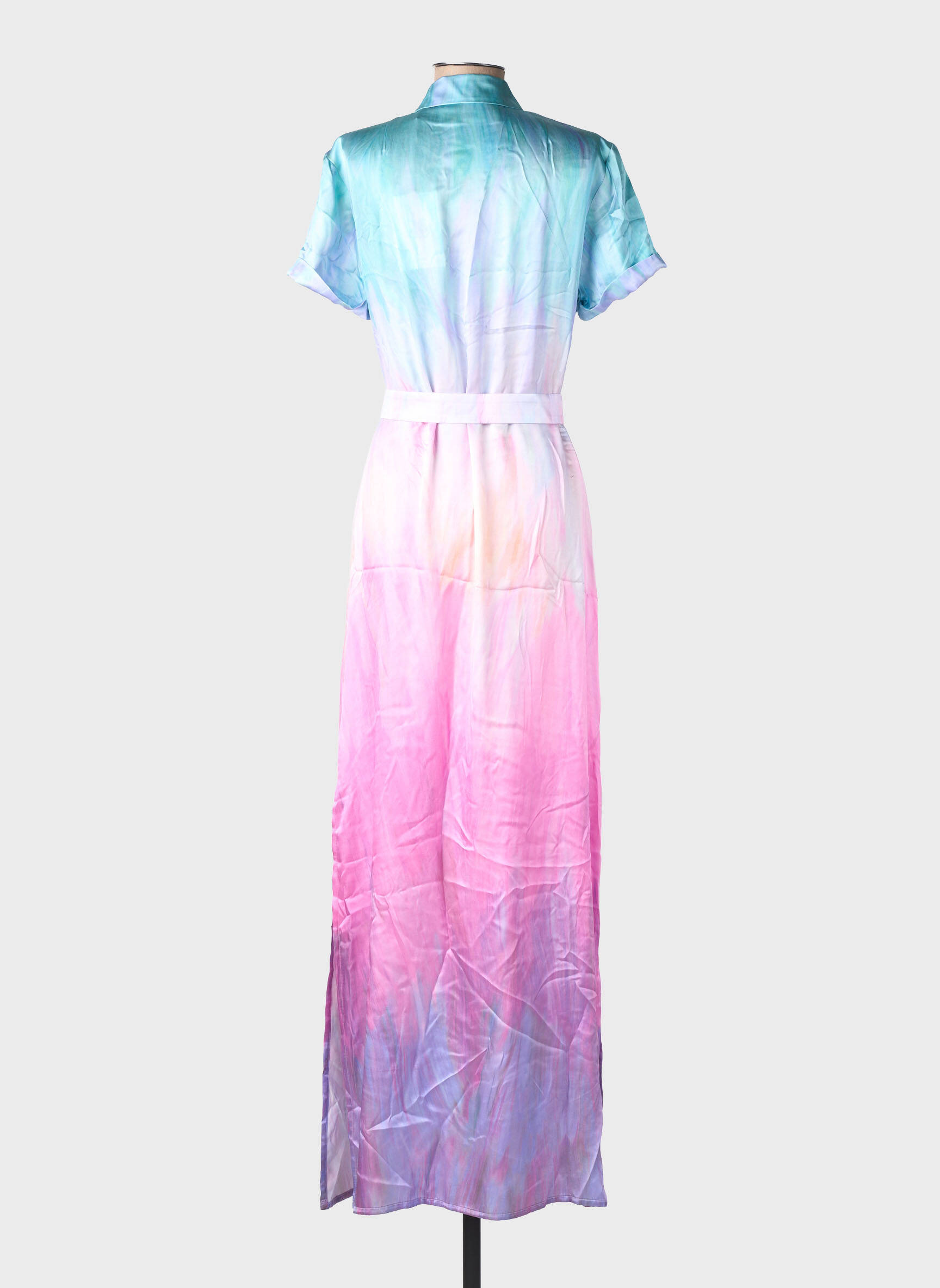 Robe longue manches courtes manches courtes rose DMN femme