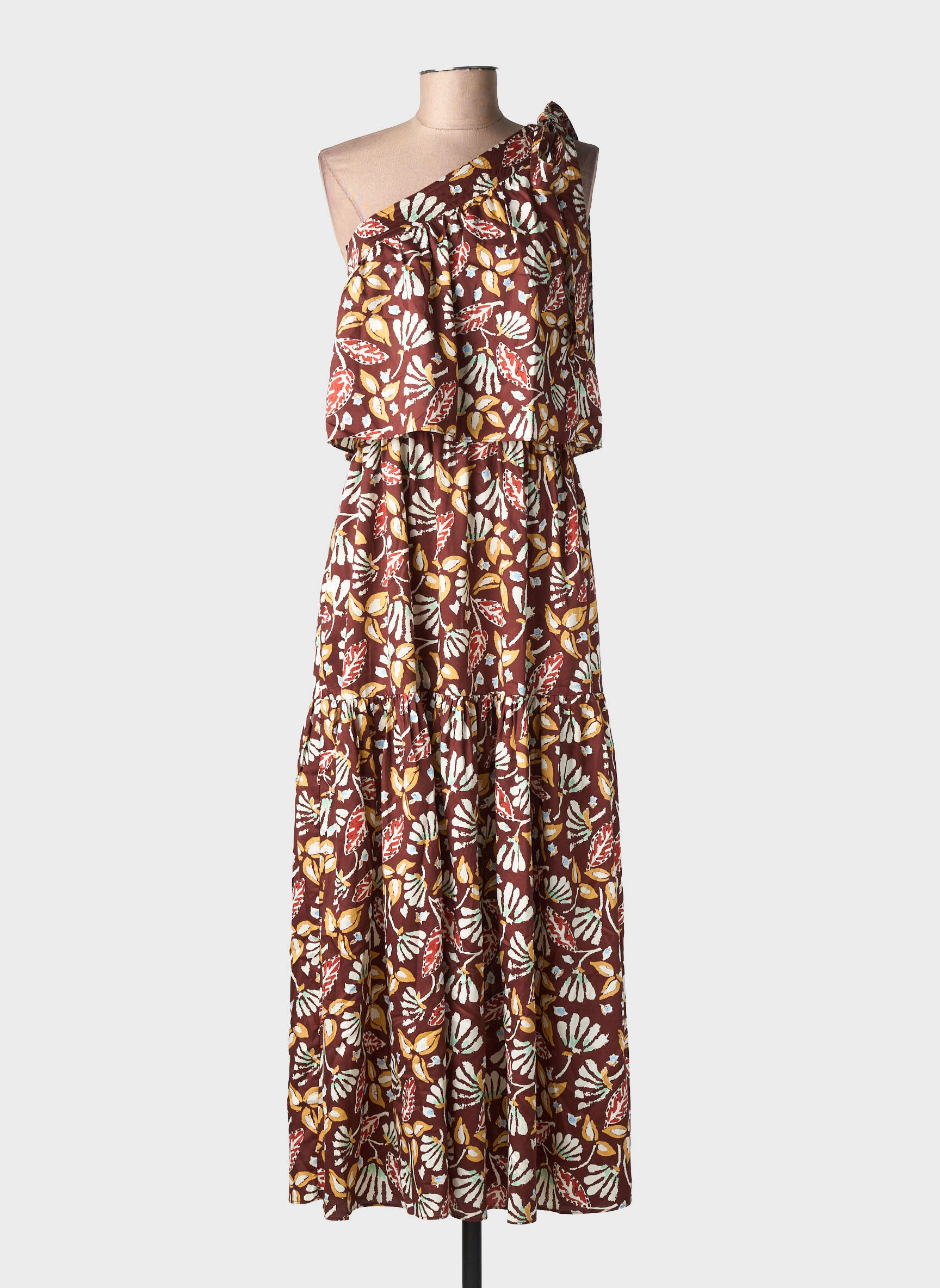 Robe longue imprimé fleurs sans manche marron VANESSA BRUNO femme