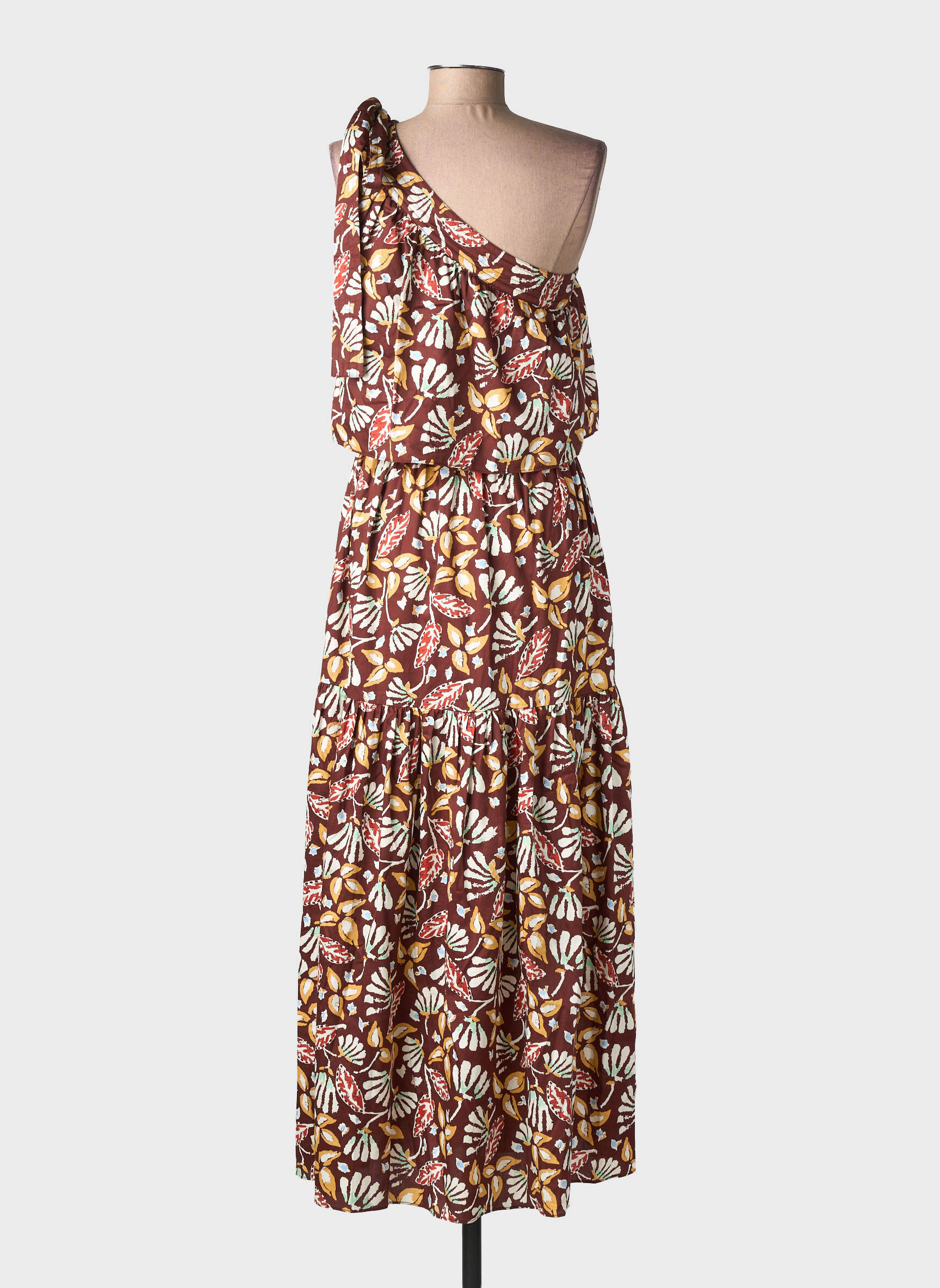 Robe longue imprimé fleurs sans manche marron VANESSA BRUNO femme