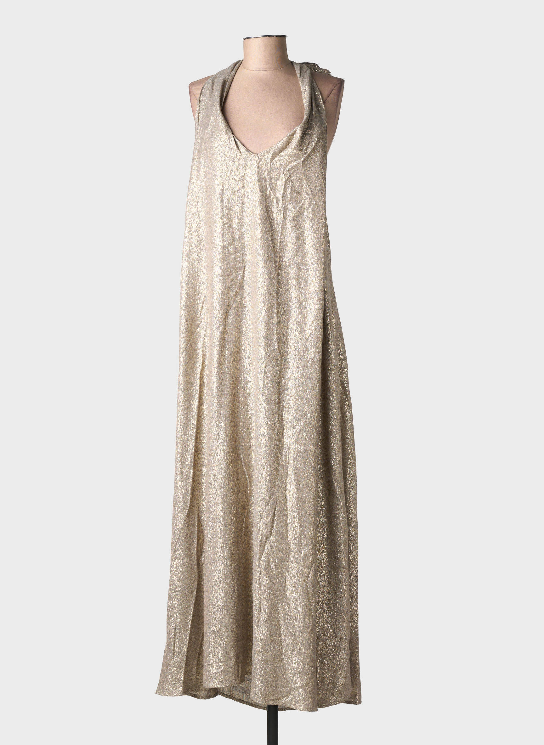 Robe longue manches dos nu sans manche or DIEGA femme