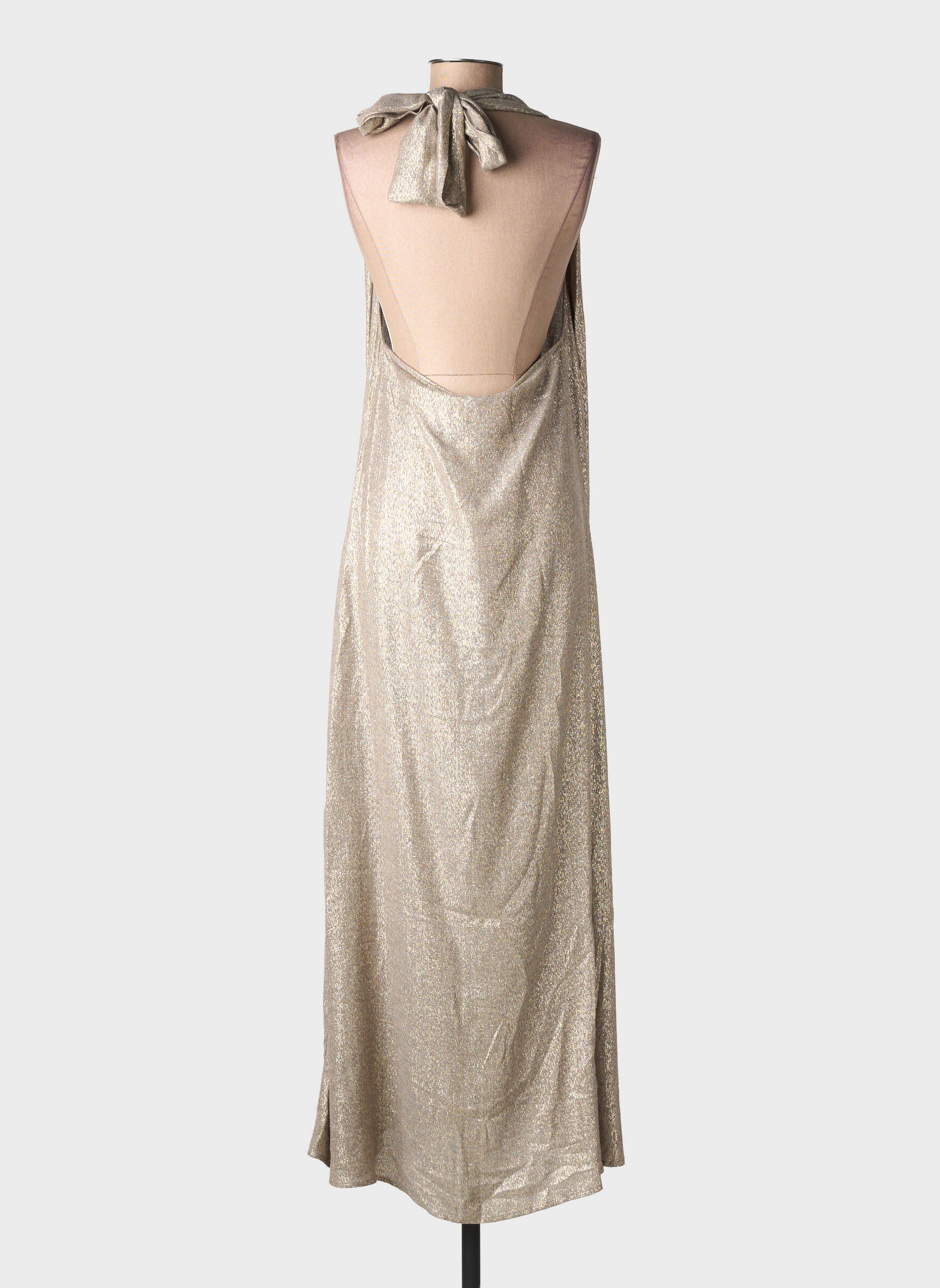 Robe longue manches dos nu sans manche or DIEGA femme