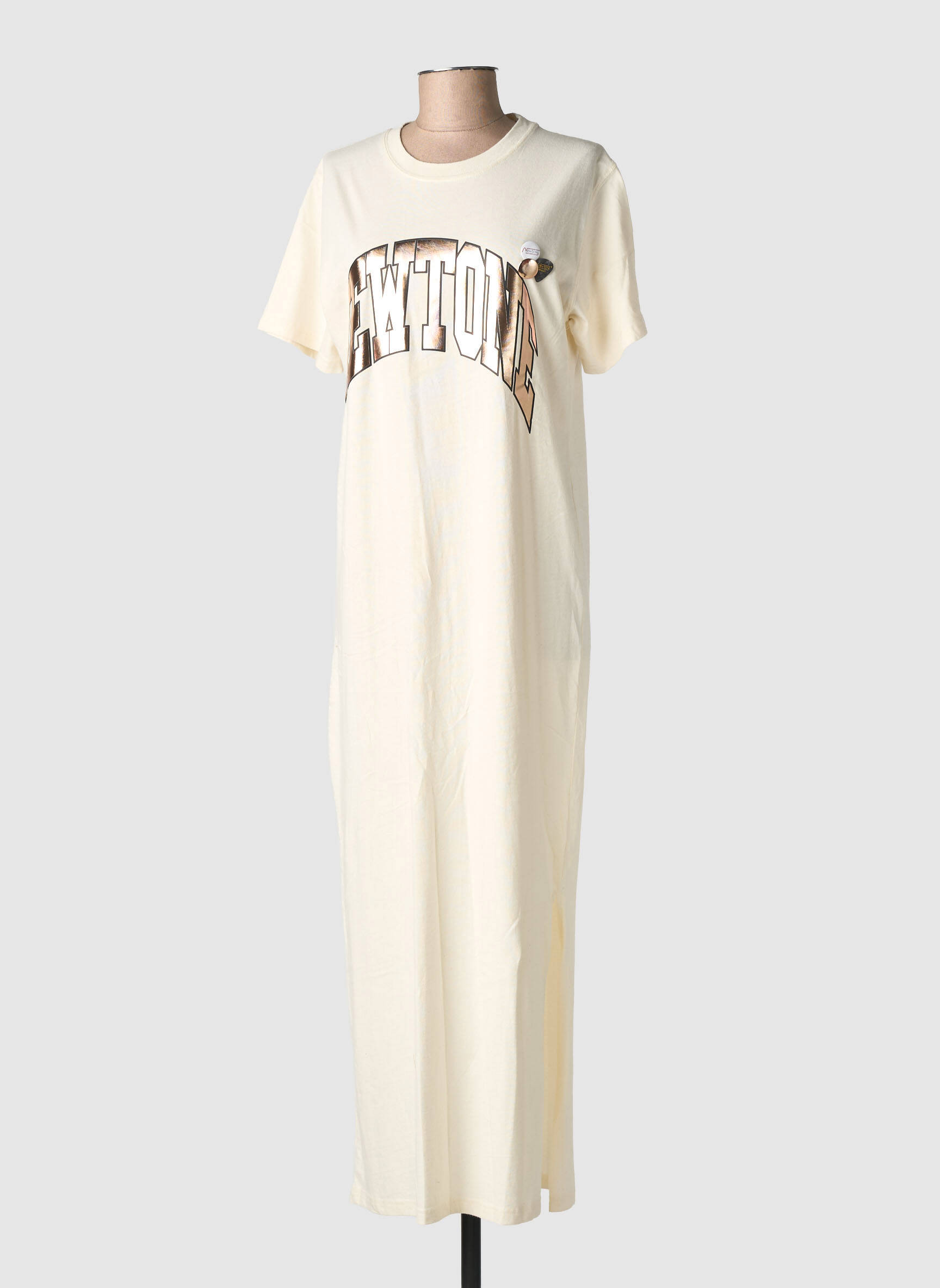 Robe longue manches courtes manches courtes beige NEWTONE femme