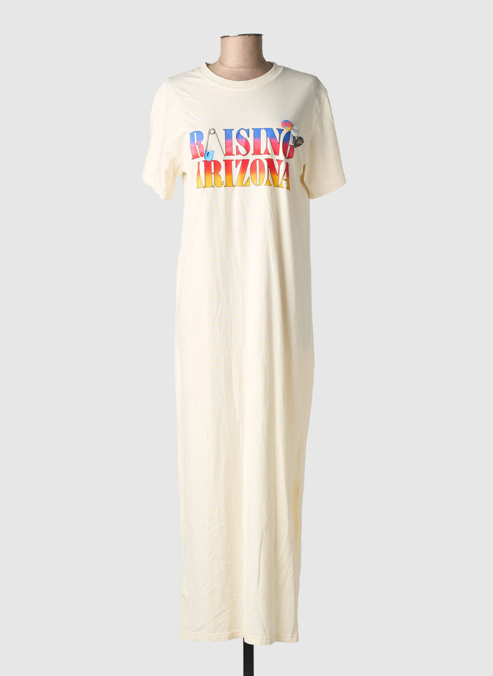 Robe longue manches courtes manches courtes beige NEWTONE femme