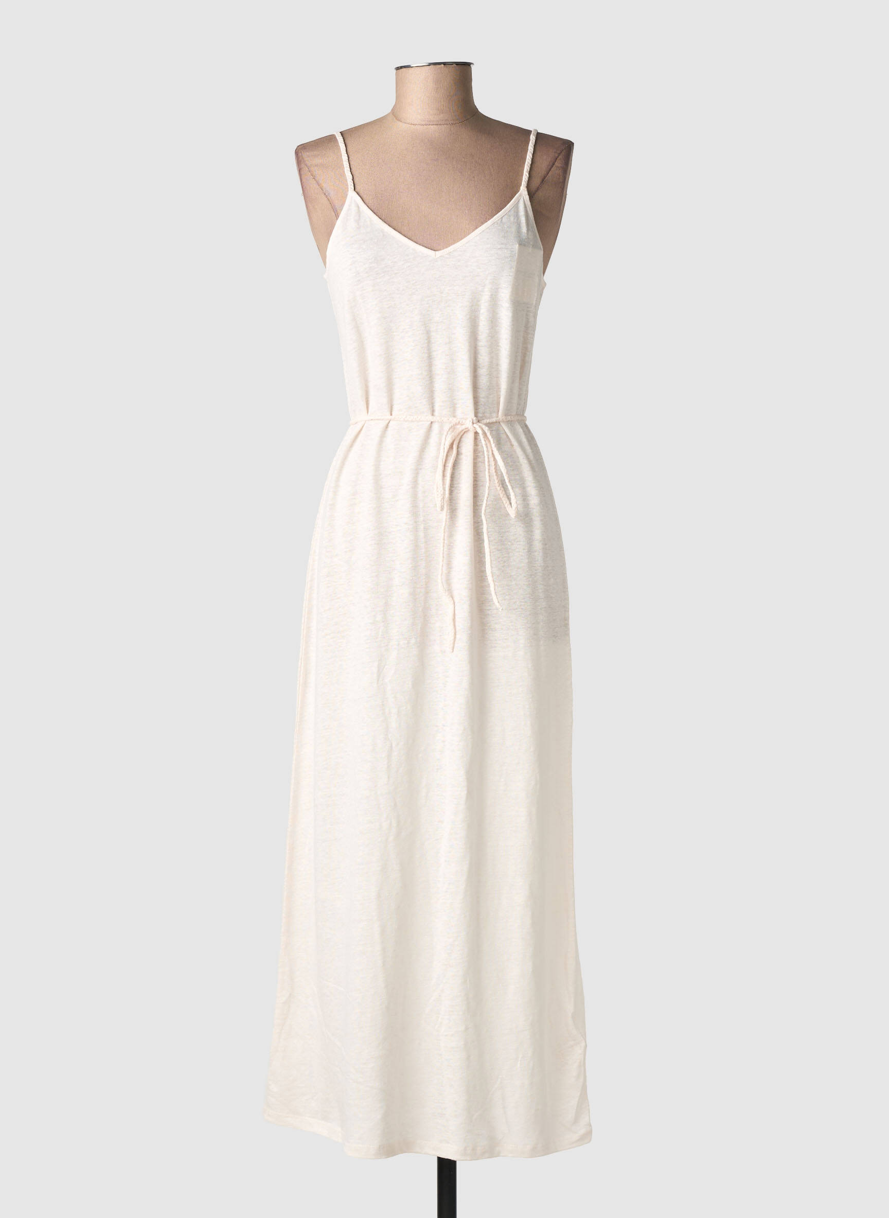 Robe longue coupe cintrée fines bretelles rose MAJESTIC FILATURES femme