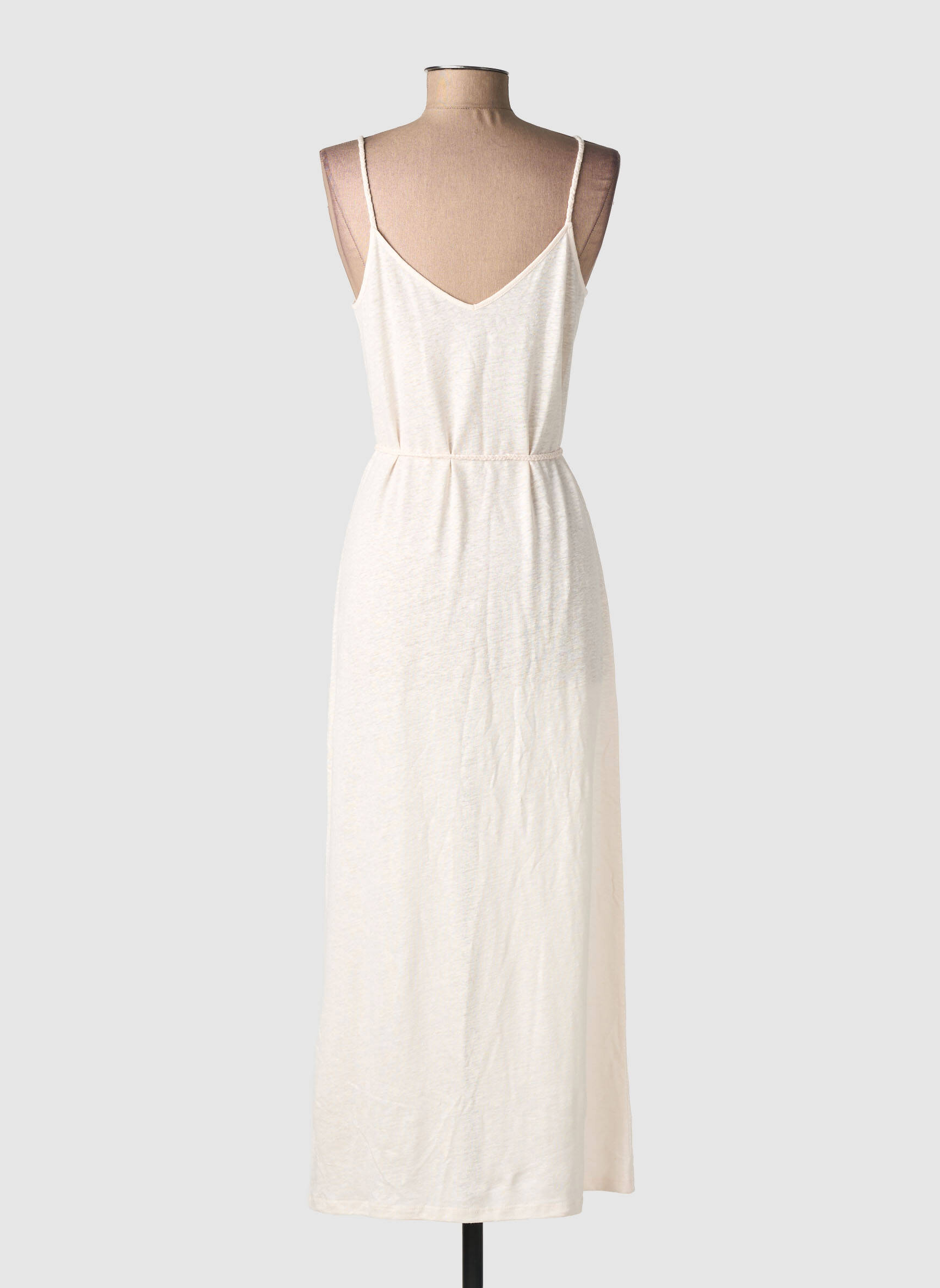 Robe longue coupe cintrée fines bretelles rose MAJESTIC FILATURES femme