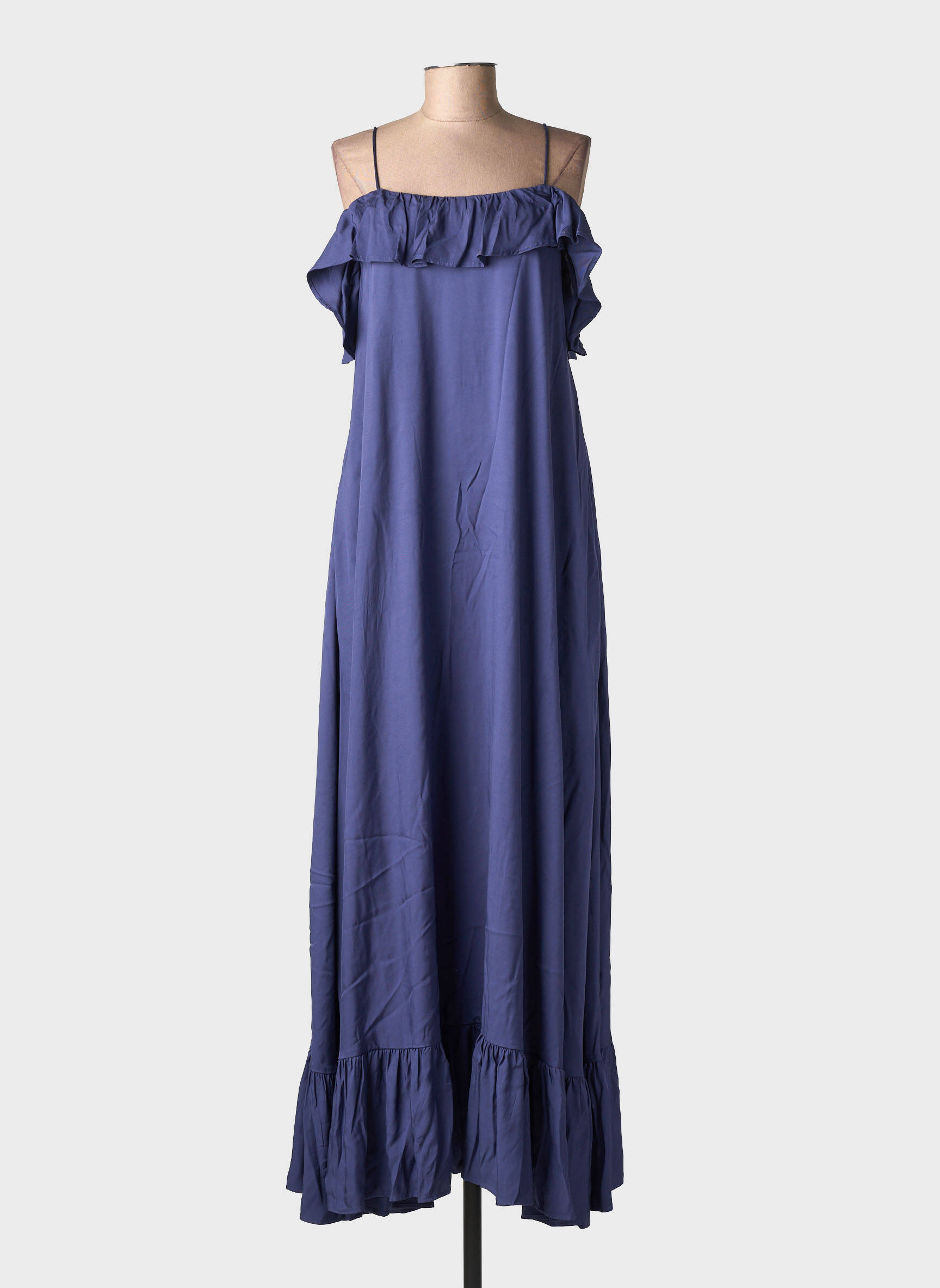 Robe longue coupe évasée fines bretelles bleu ESSENTIEL ANTWERP femme
