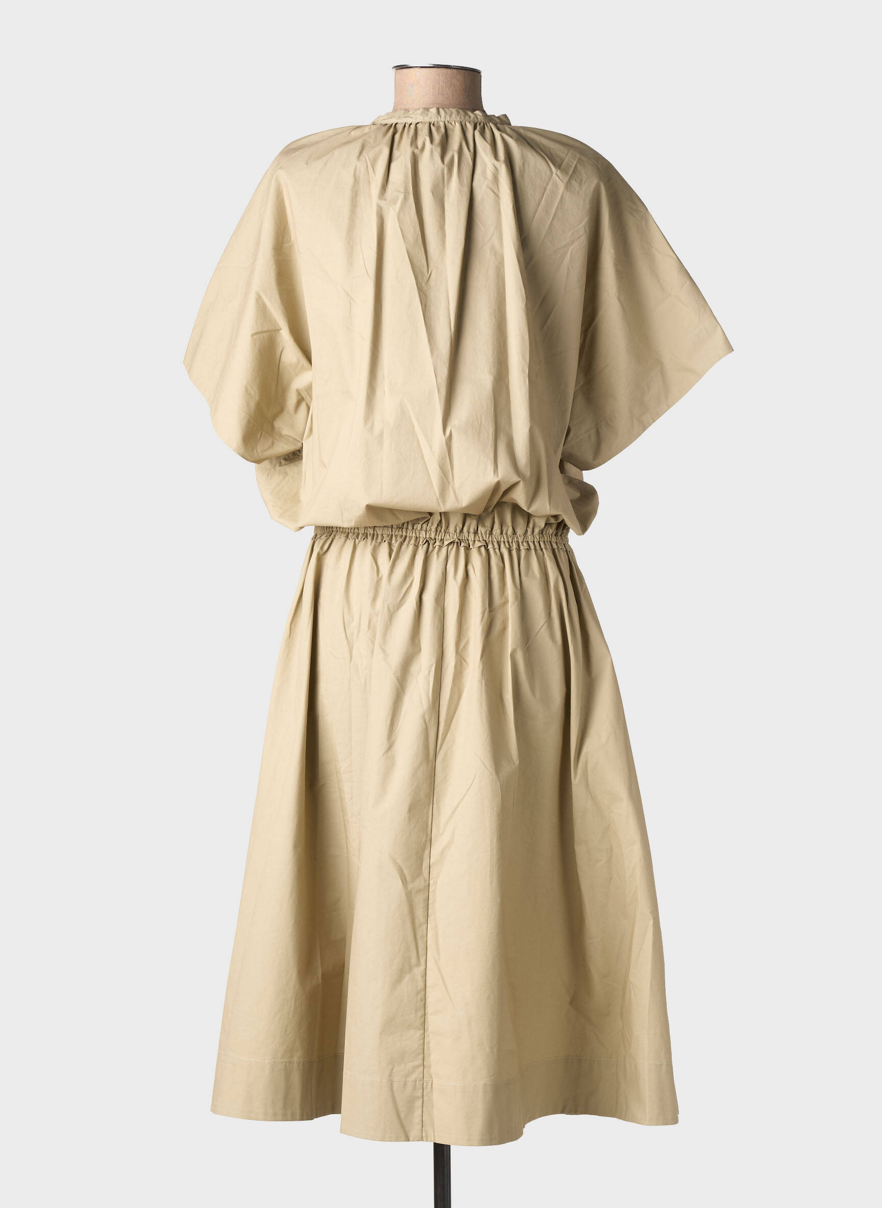 Robe longue manches courtes manches courtes beige SU femme