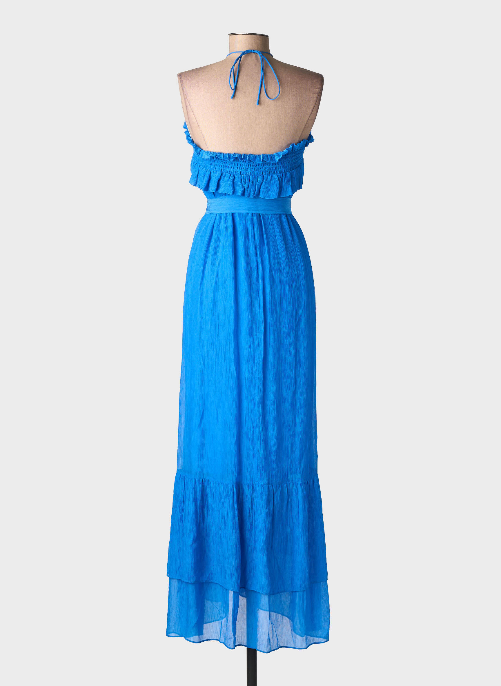Robe longue manches dos nu fines bretelles bleu VANESSA BRUNO femme
