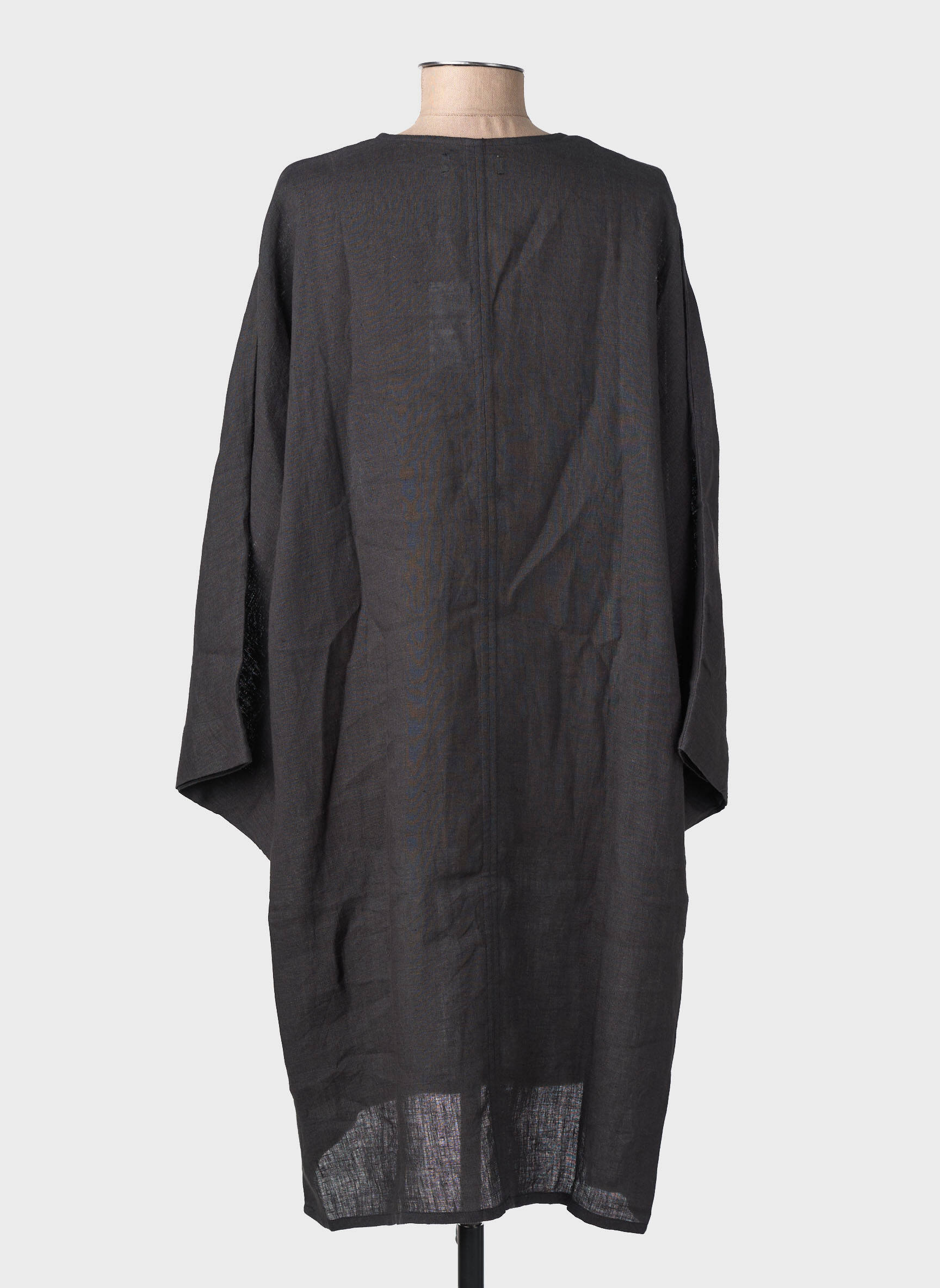 Robe mi-longue manches 3/4 manches 3/4 gris ANNE MI femme