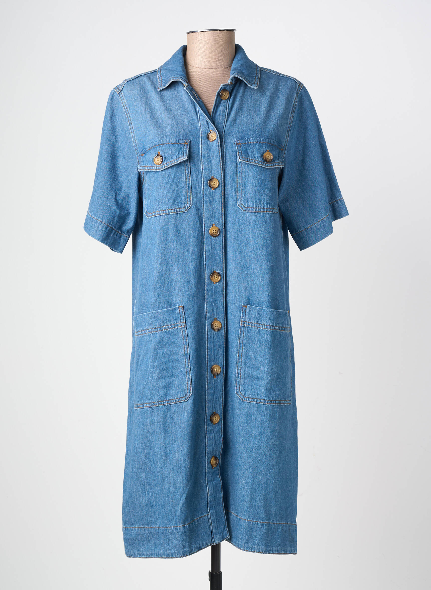 Robe mi-longue manches courtes manches courtes bleu GERARD DAREL femme