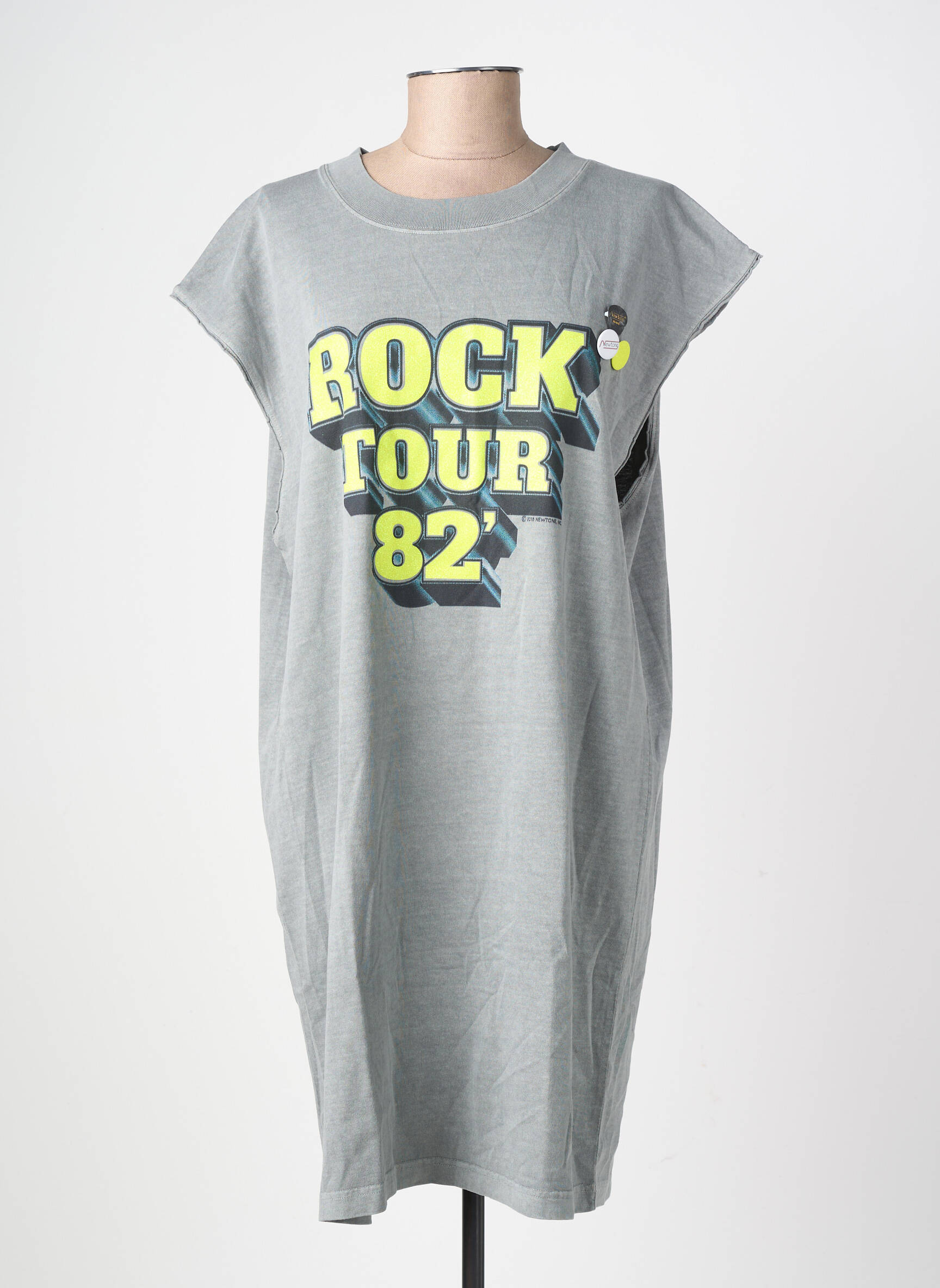 Robe courte manches courtes manches courtes gris NEWTONE femme