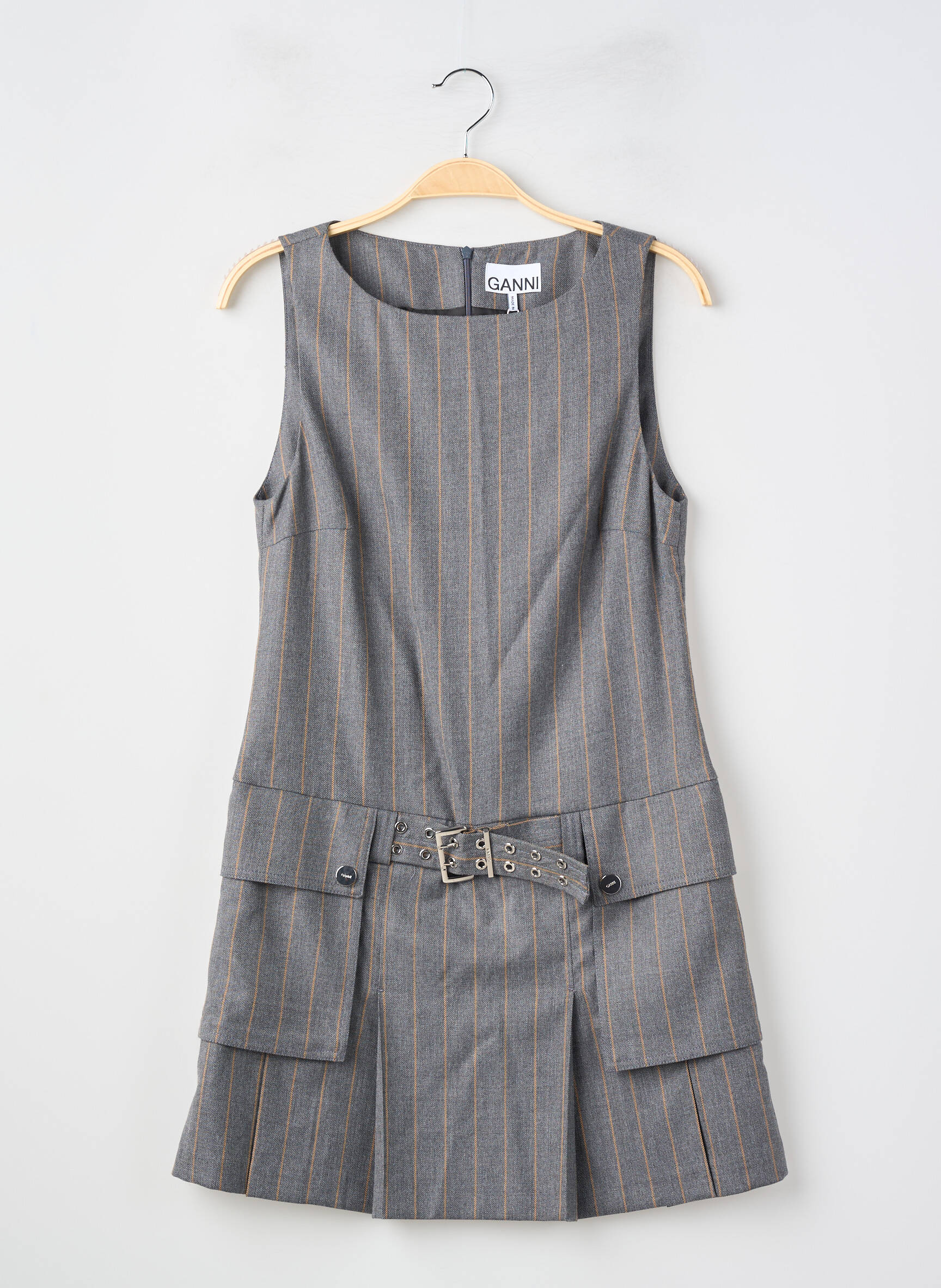 Robe courte sans manche sans manche gris GANNI femme