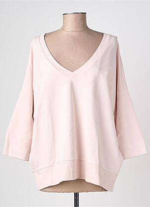 Sweat-shirt tissage jersey manches 3/4 rose HANA SAN femme