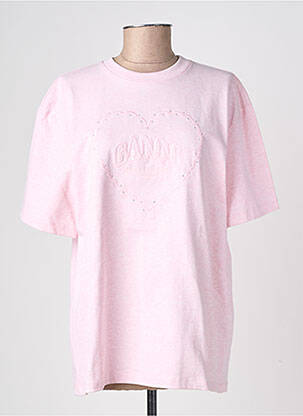 T-shirt coupe droite manches courtes rose GANNI femme