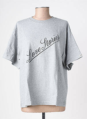 T-shirt coupe droite manches courtes gris LOVE STORIES femme