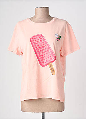 T-shirt coupe droite manches courtes rose NEWTONE femme