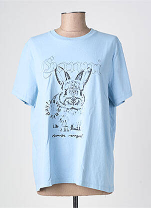 T-shirt coupe droite manches courtes bleu GANNI femme