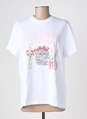 T-shirt coupe droite manches courtes blanc GANNI femme