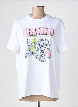 T-shirt coupe droite manches courtes blanc GANNI femme