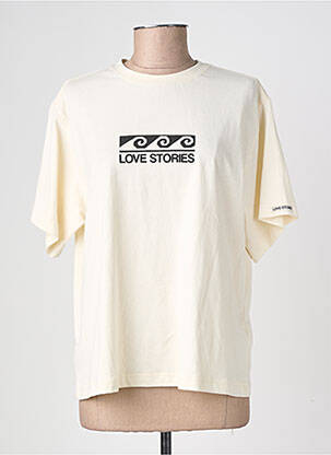 T-shirt coupe droite manches courtes blanc LOVE STORIES femme