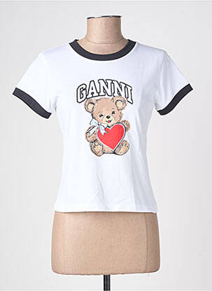 T-shirt coupe droite manches courtes blanc GANNI femme