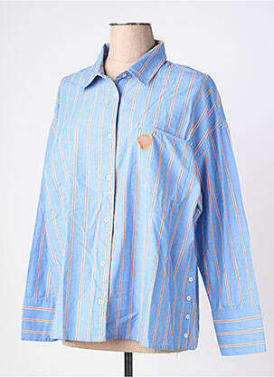 Chemisier coupe droite manches longues bleu MKT STUDIO femme