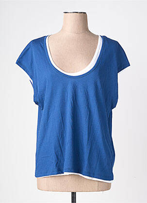 T-shirt coupe droite manches courtes bleu MAJESTIC FILATURES femme