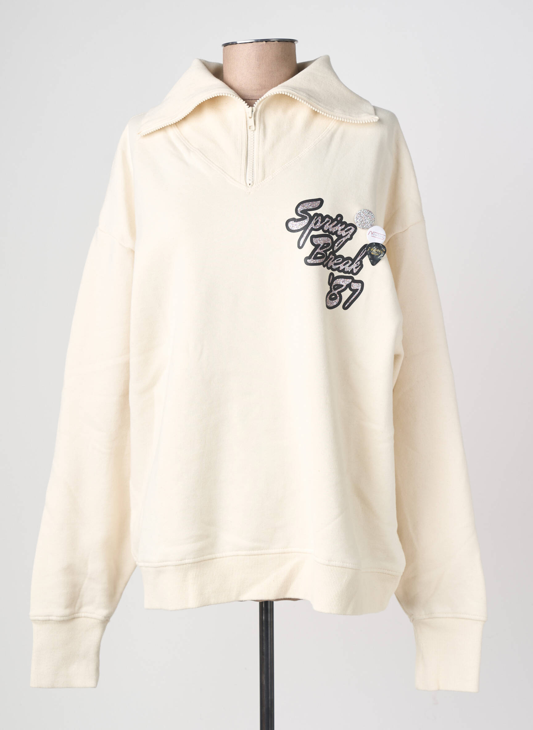 Sweat-shirt tissage jersey manches longues blanc NEWTONE femme