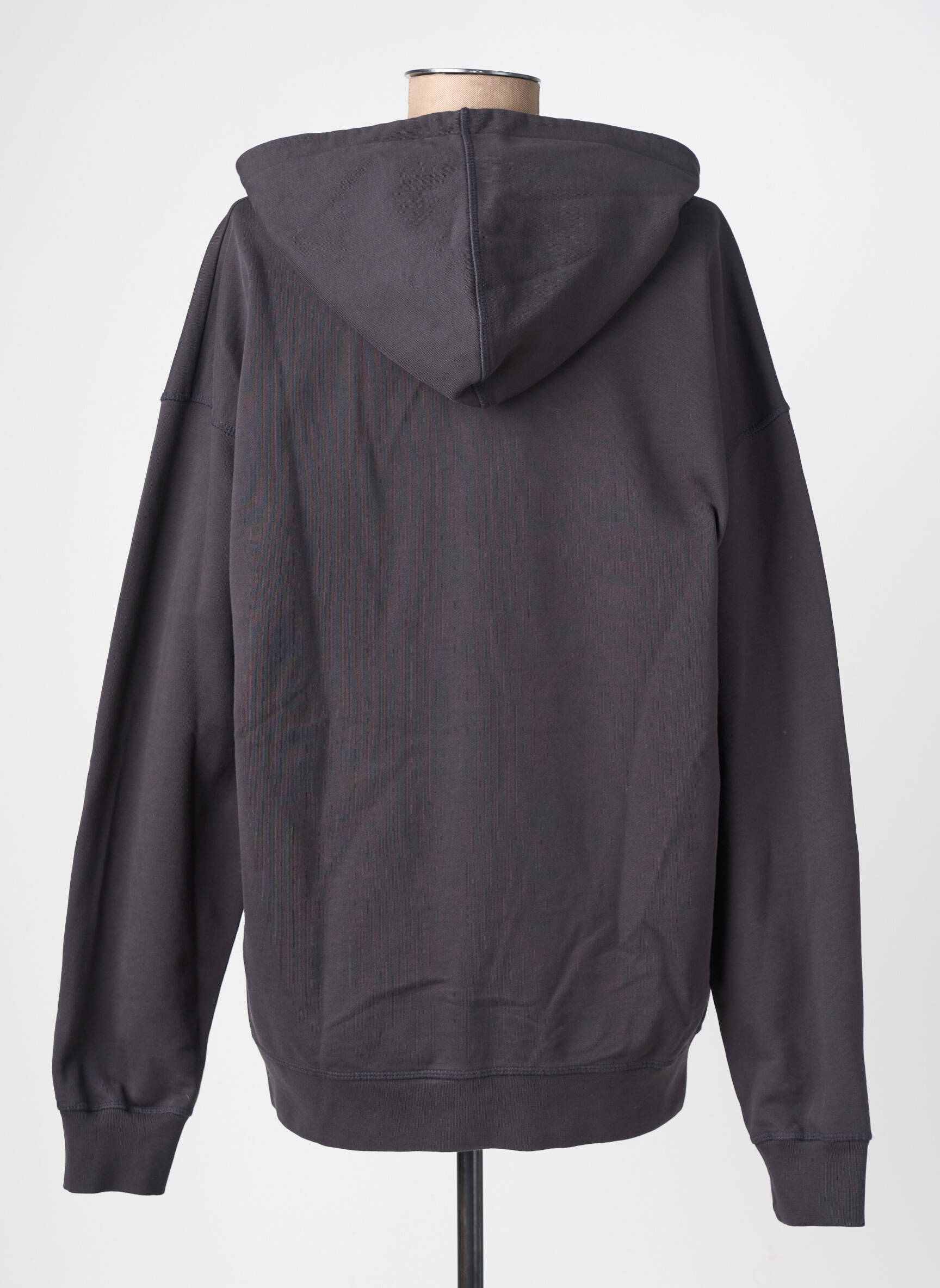 Sweat-shirt à capuche tissage jersey manches longues gris GANNI femme