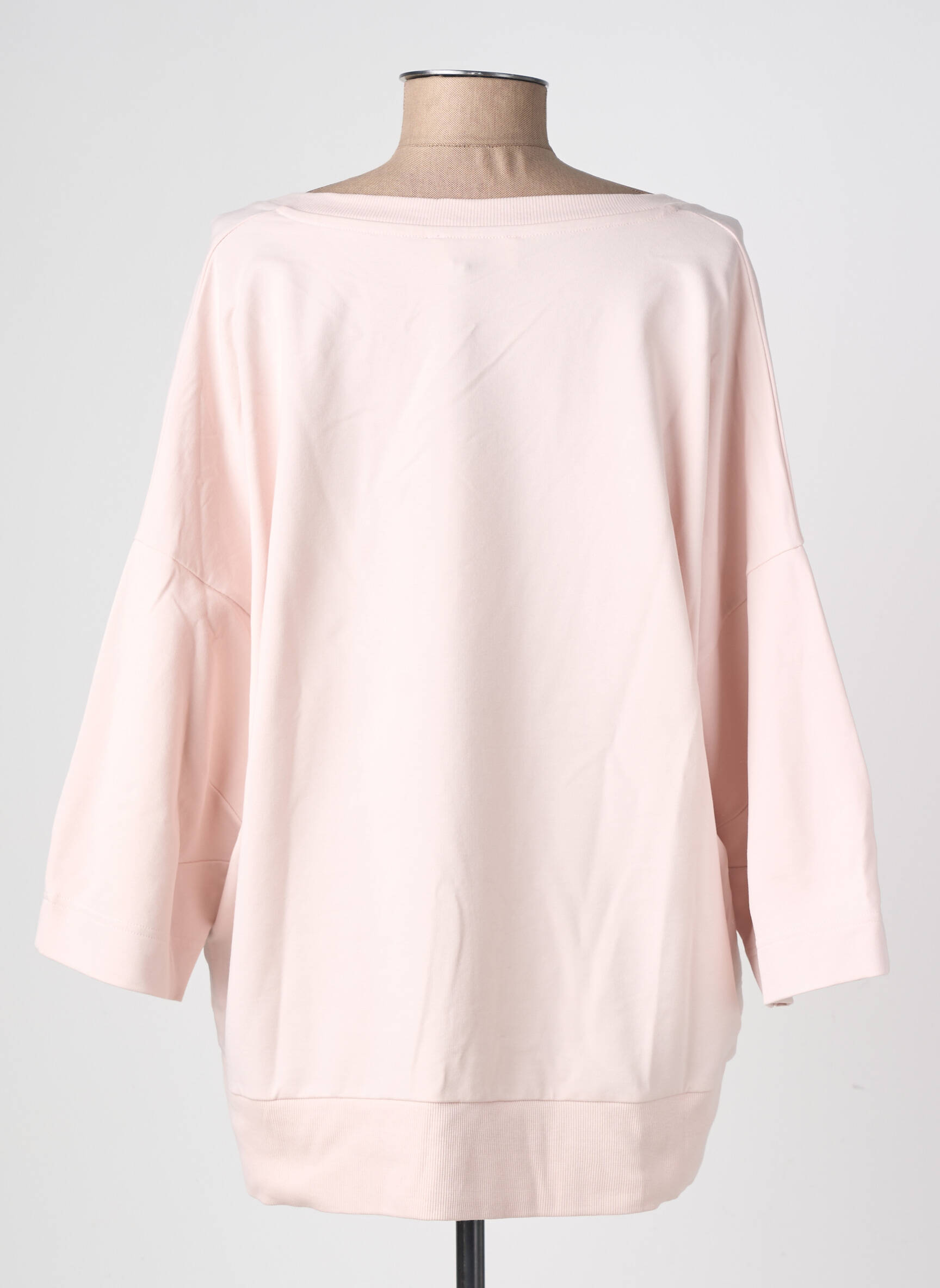 Sweat-shirt tissage jersey manches 3/4 rose HANA SAN femme