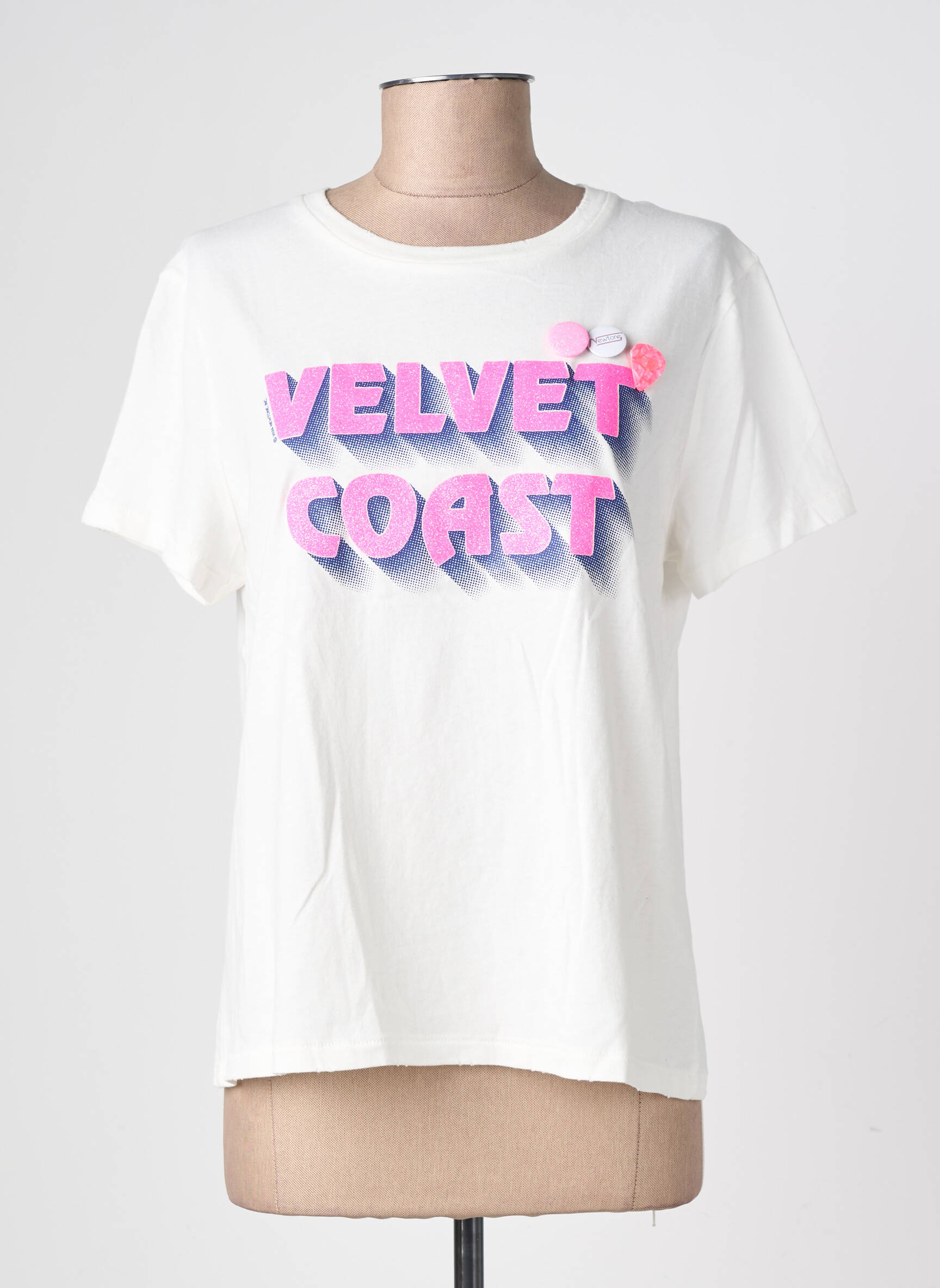 T-shirt coupe droite manches courtes blanc NEWTONE femme