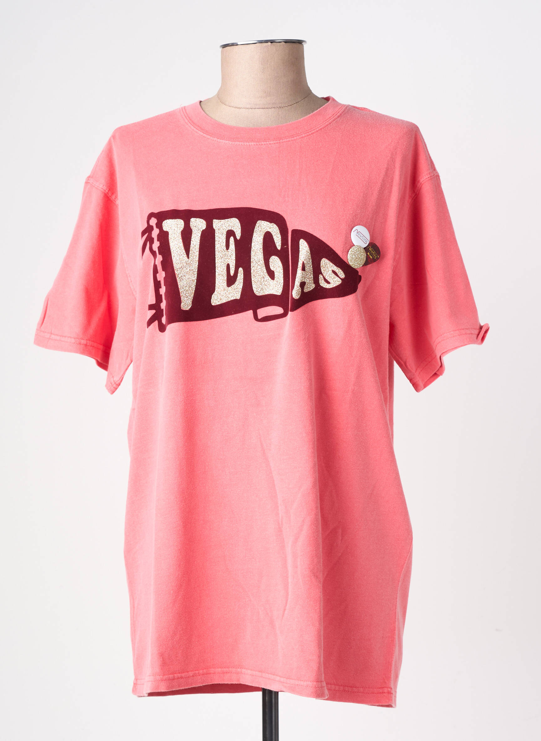 T-shirt coupe droite manches courtes rose NEWTONE femme