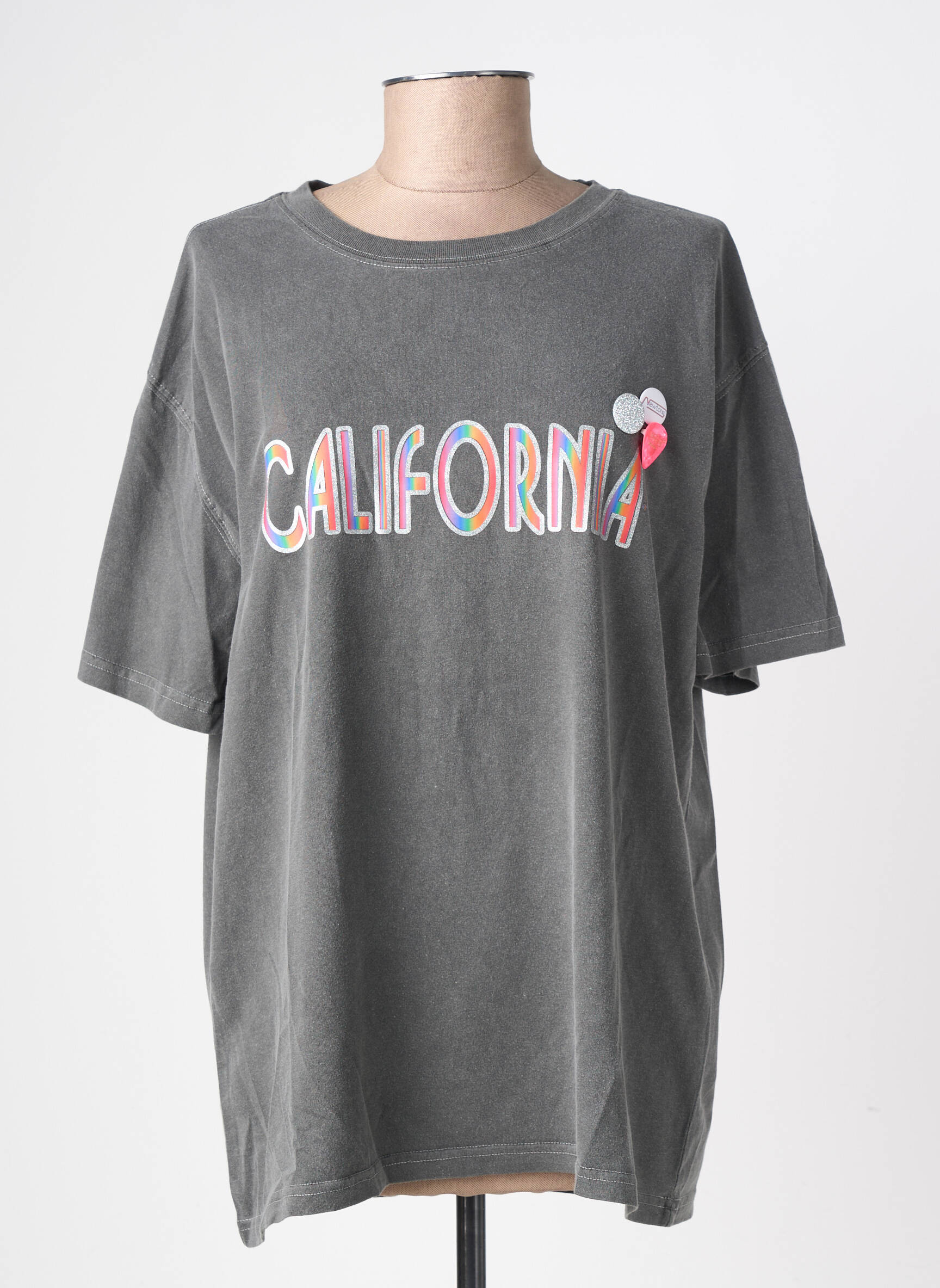 T-shirt coupe droite manches courtes gris NEWTONE femme