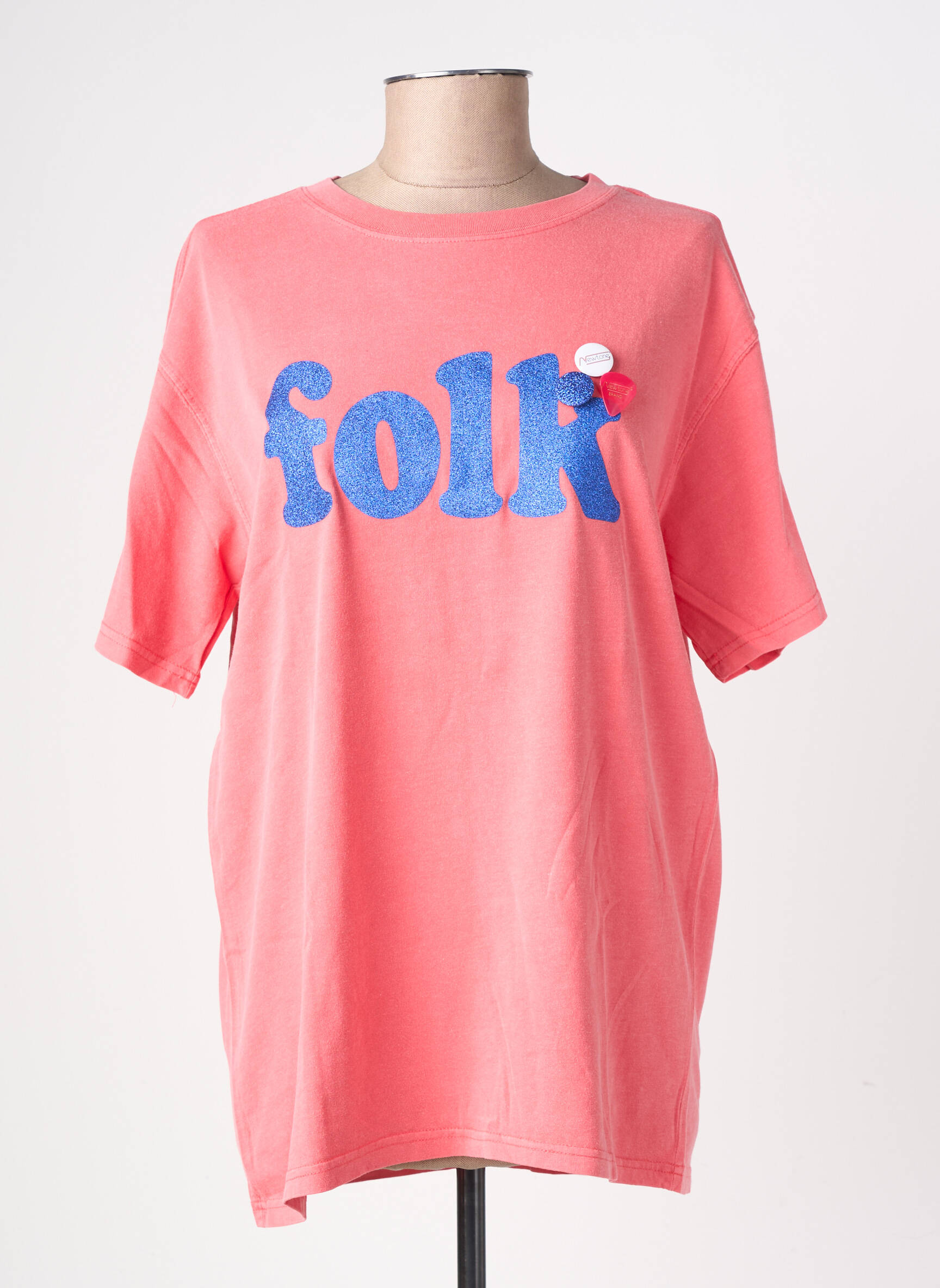T-shirt coupe droite manches courtes rose NEWTONE femme