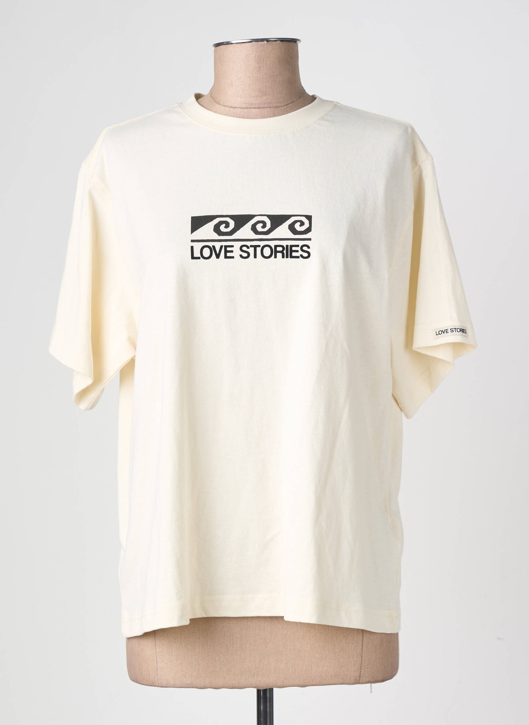 T-shirt coupe droite manches courtes blanc LOVE STORIES femme