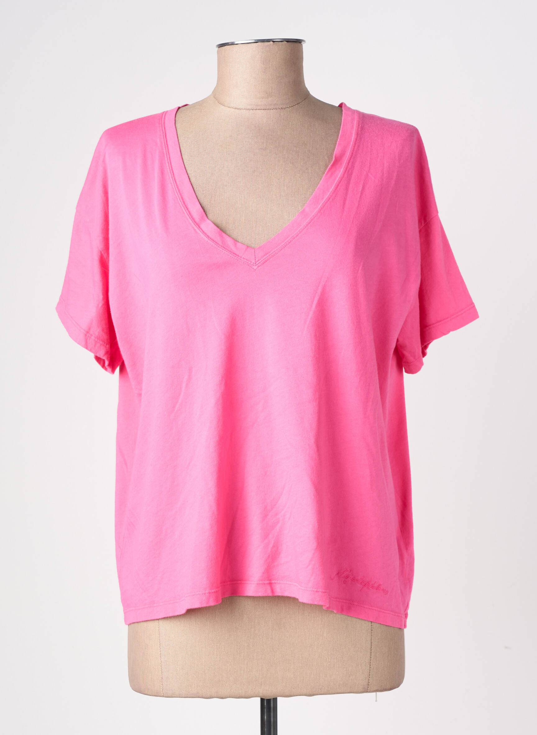 T-shirt coupe droite manches courtes rose MAJESTIC FILATURES femme