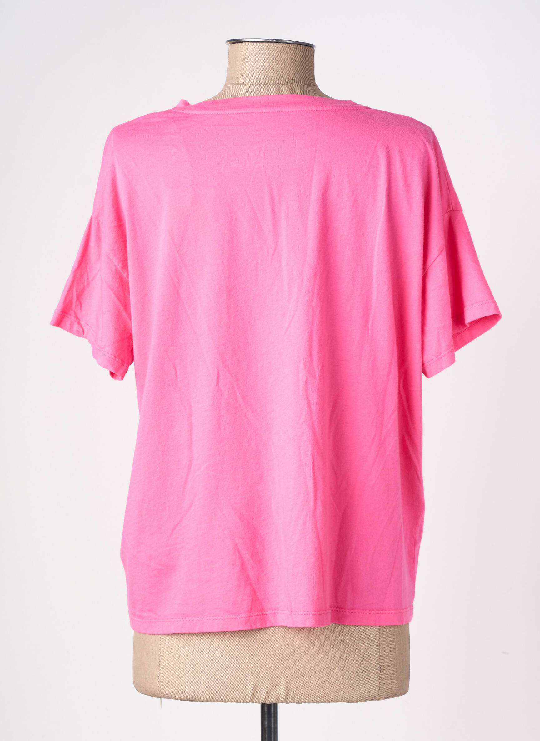 T-shirt coupe droite manches courtes rose MAJESTIC FILATURES femme
