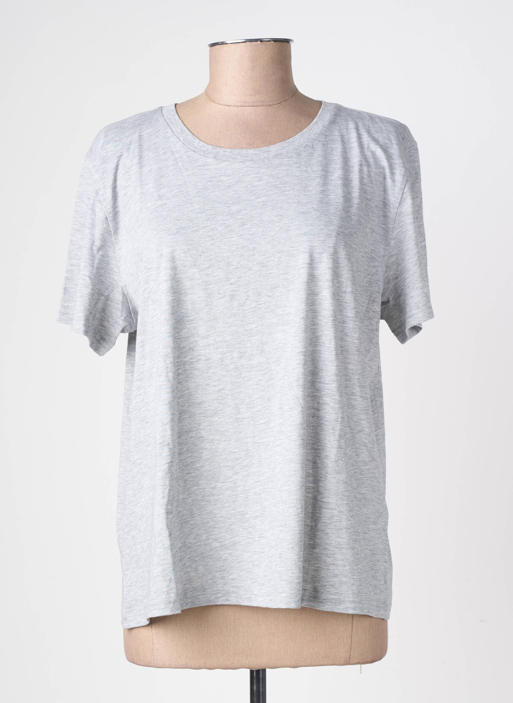 T-shirt coupe droite manches courtes gris RAILS femme