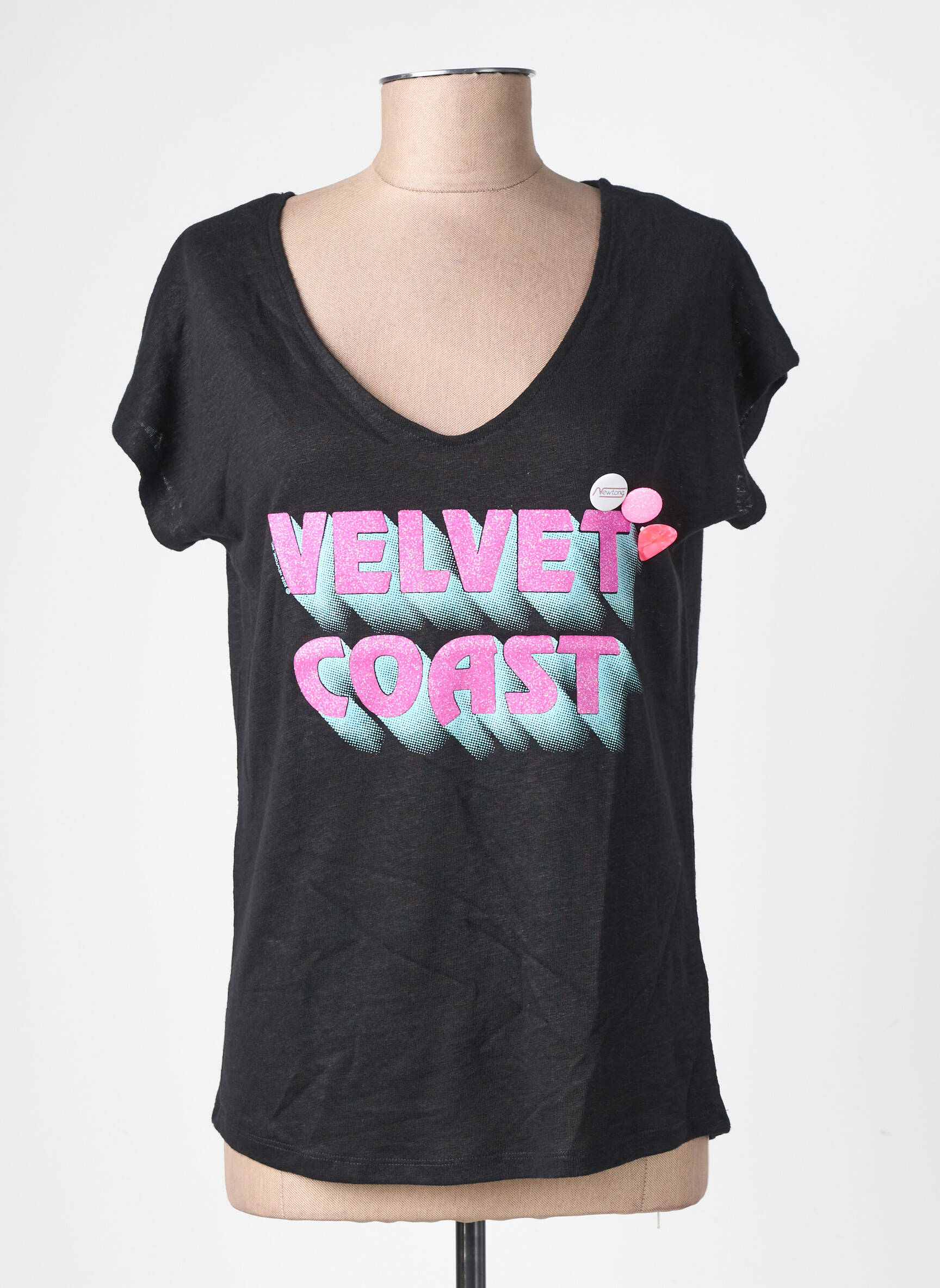 T-shirt coupe droite manches courtes noir NEWTONE femme