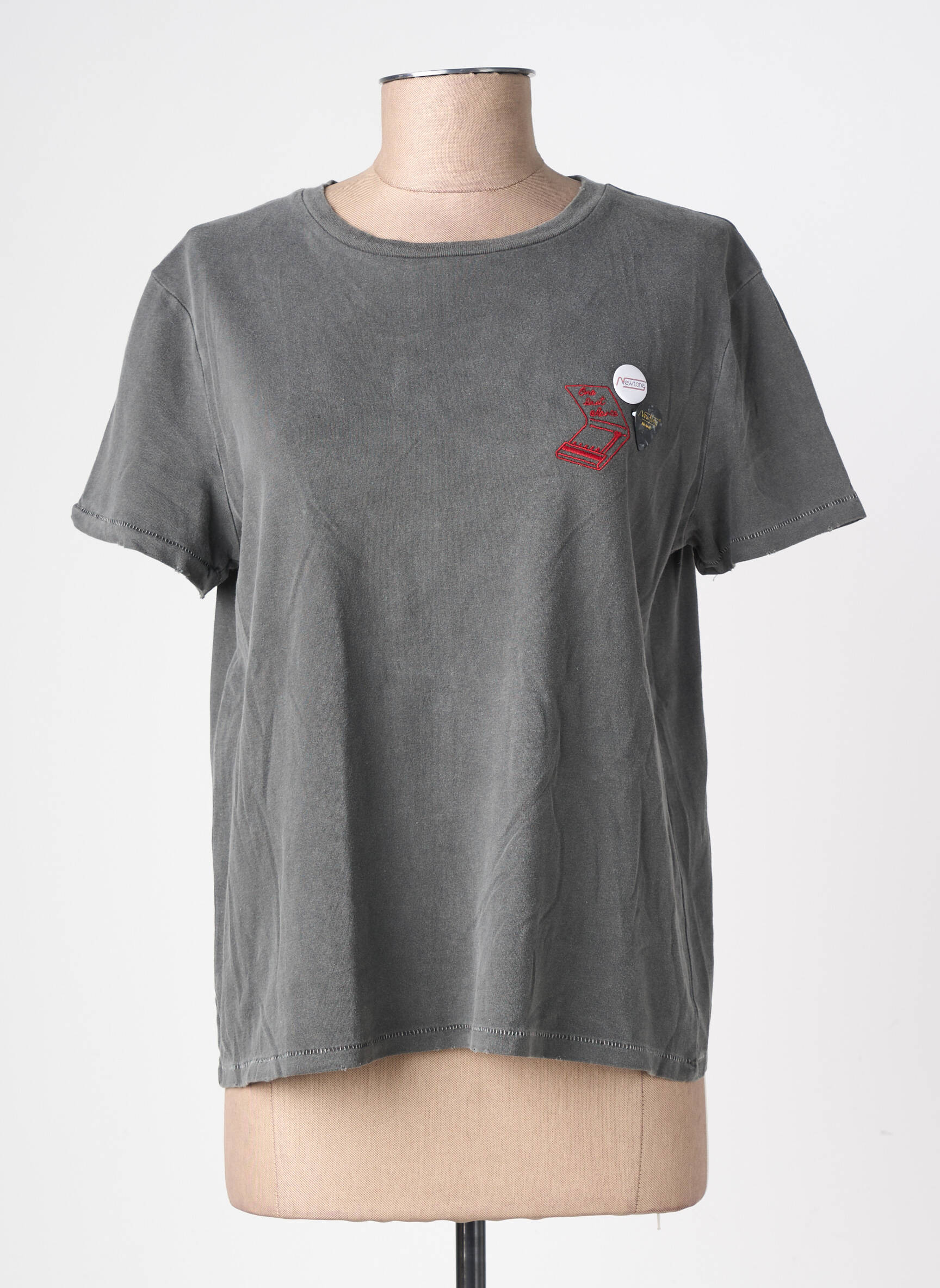 T-shirt coupe droite manches courtes gris NEWTONE femme