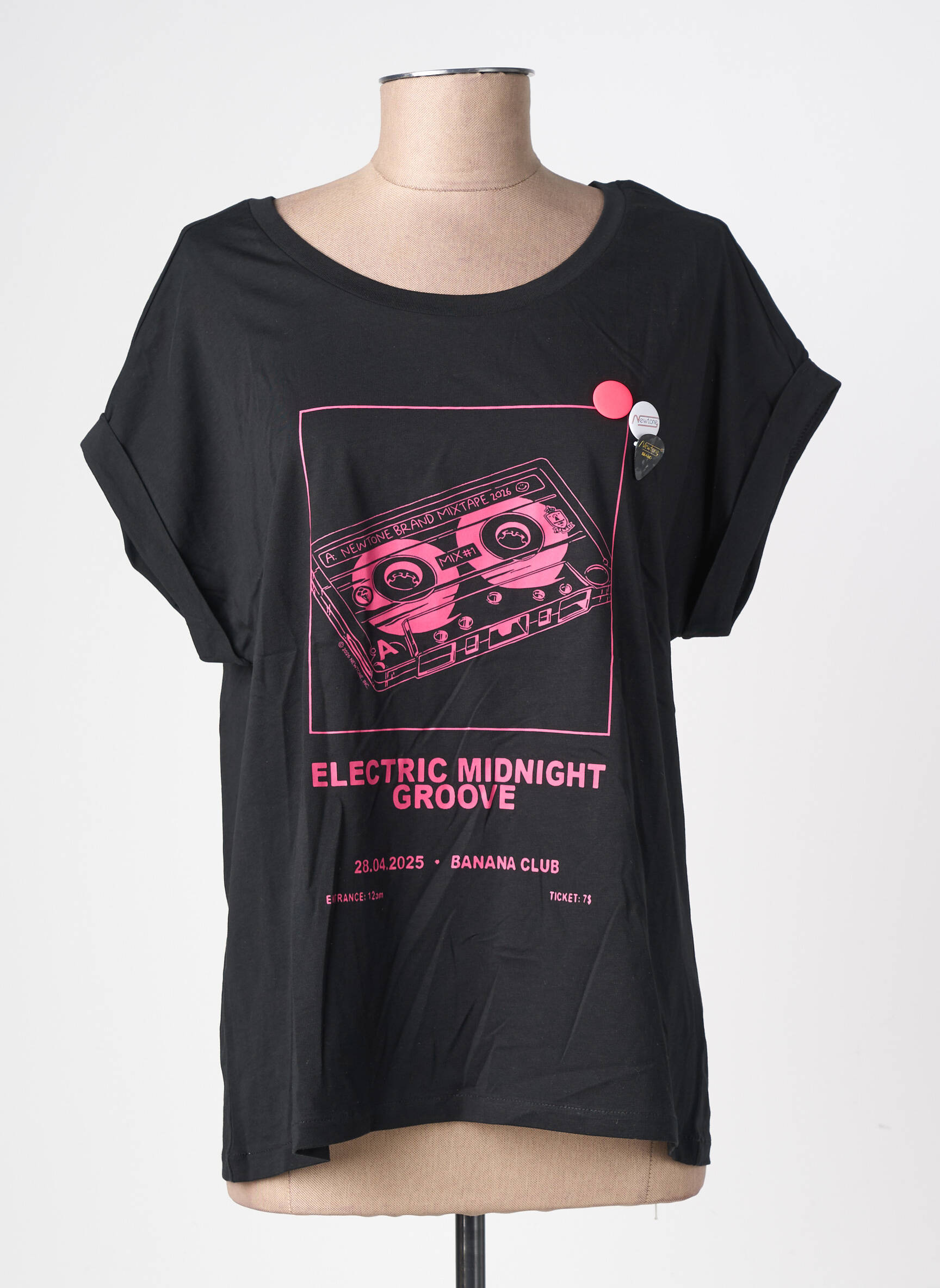 T-shirt coupe droite manches courtes noir NEWTONE femme