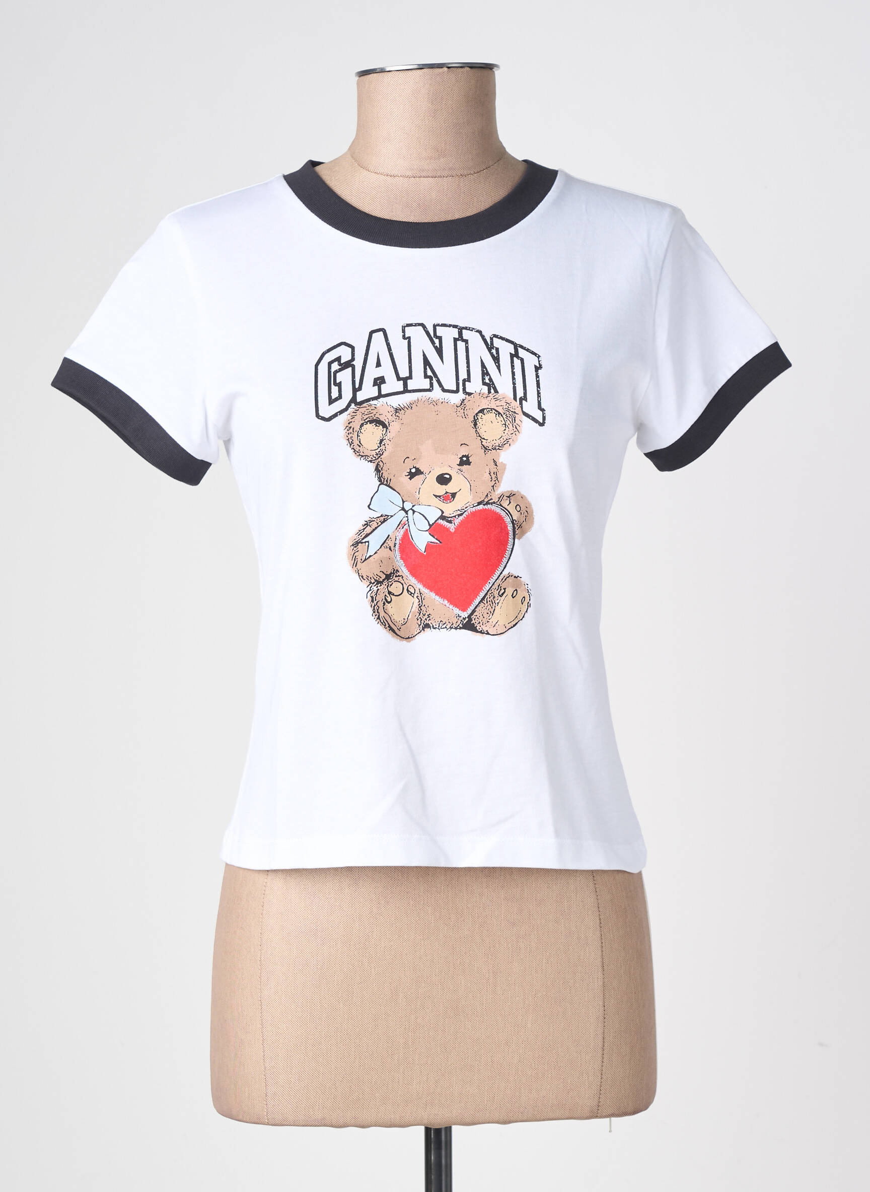 T-shirt coupe droite manches courtes blanc GANNI femme