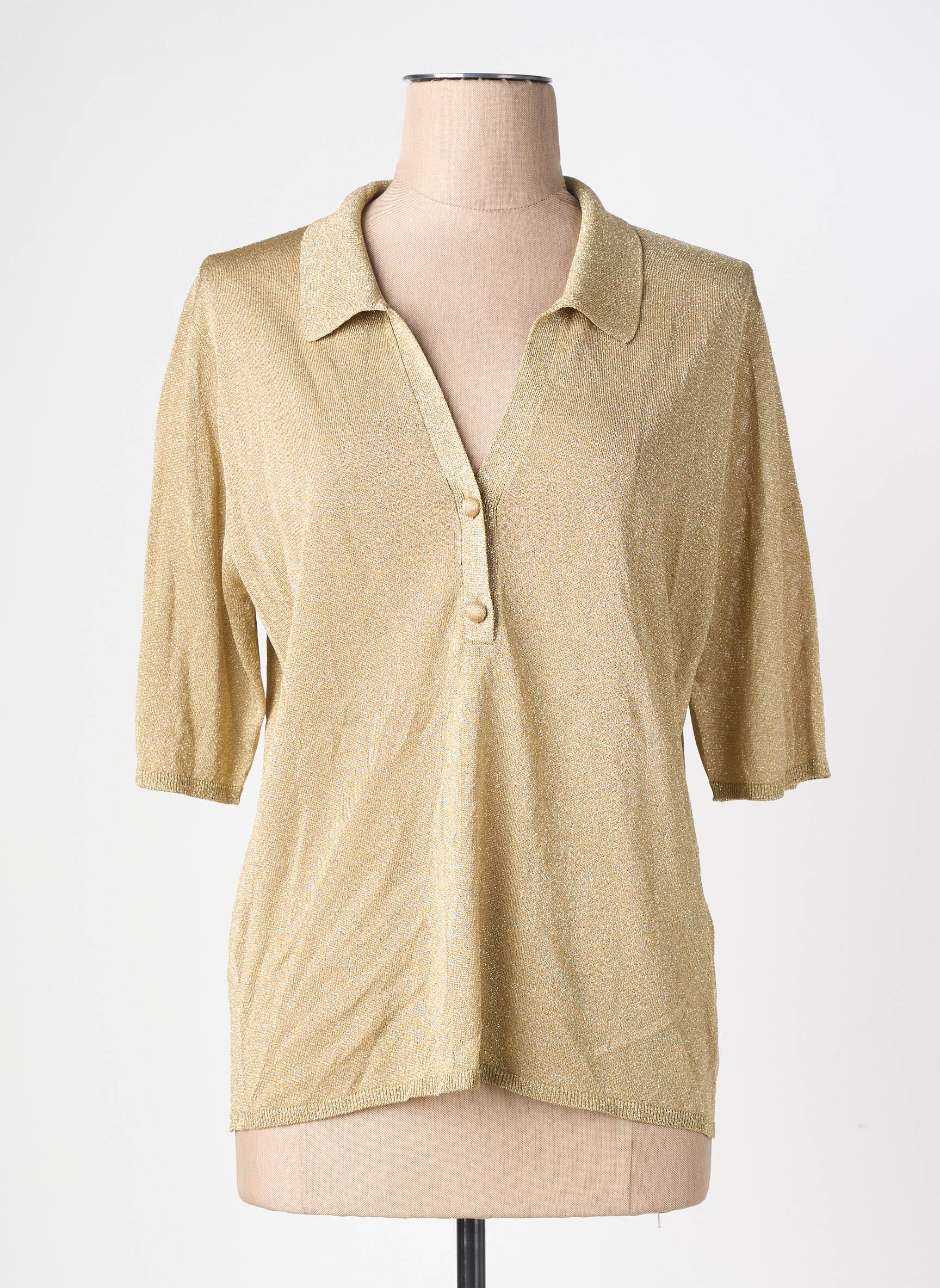 Top manches courtes manches courtes or MAJESTIC FILATURES femme