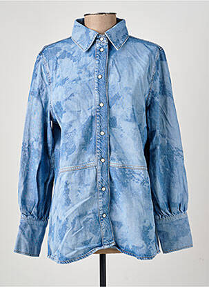 Chemisier coupe cintrée manches longues bleu GANNI femme